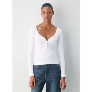 Aritzia Homestretch Rib Lace Henley Longsleeve White Size Large NWT